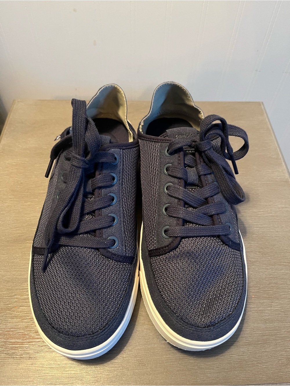 Sanuk Tydal Navy Mesh Lace-Up Convertible Mule Sneakers